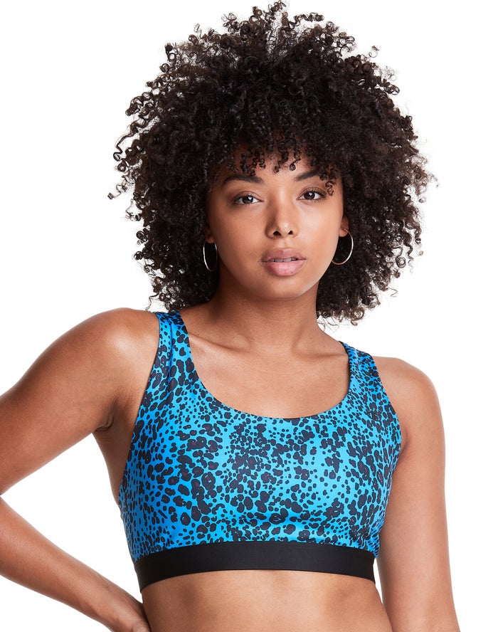 Champion Womens Sports Bra NZ - The Absolute Print Blue/Black ( 5216-KEDFZ )